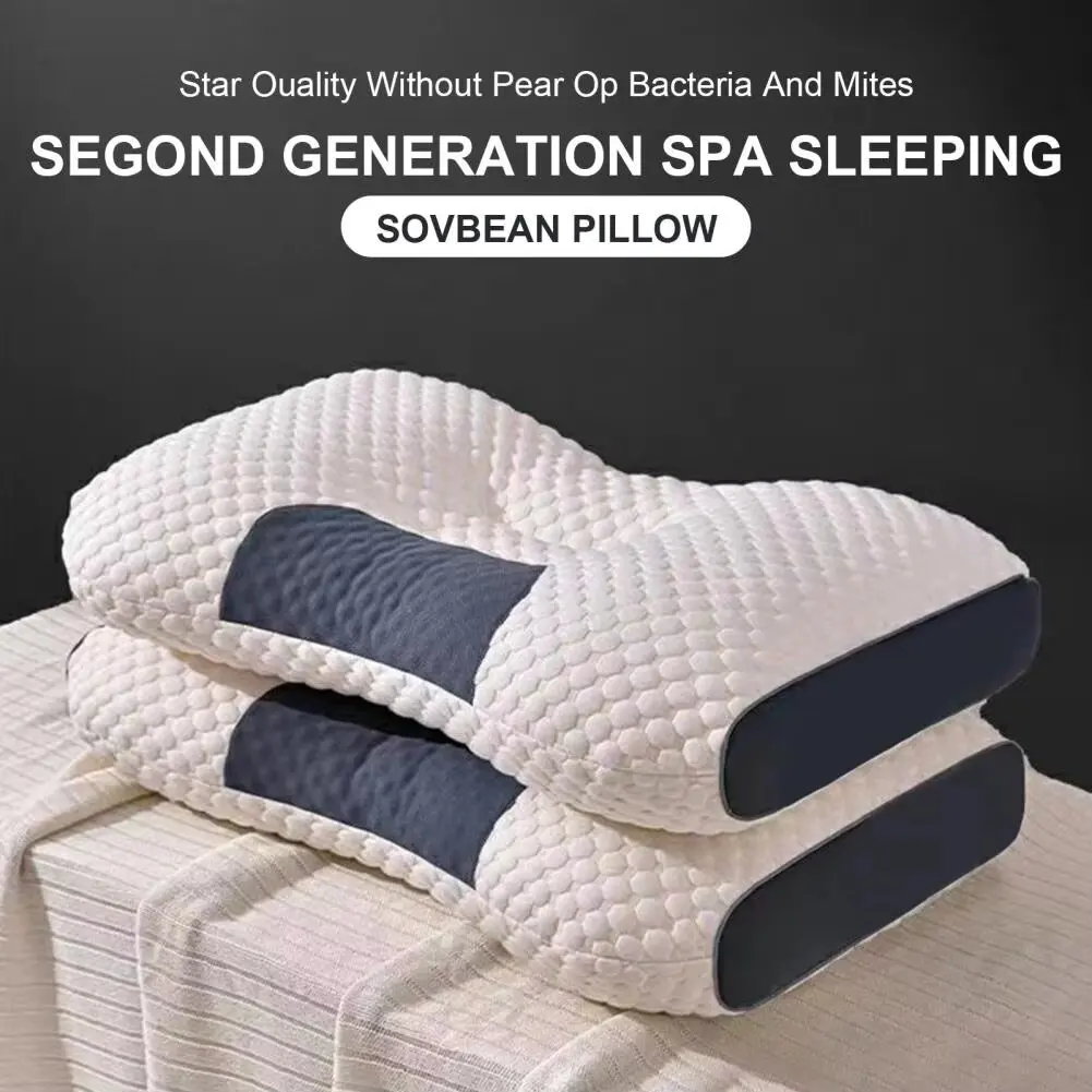 Neck Pillow Neck Pillow Help Sleep and Protect Neck Cervical Orthopedic Household Soybean Fiber SPA Massage for Sleeping