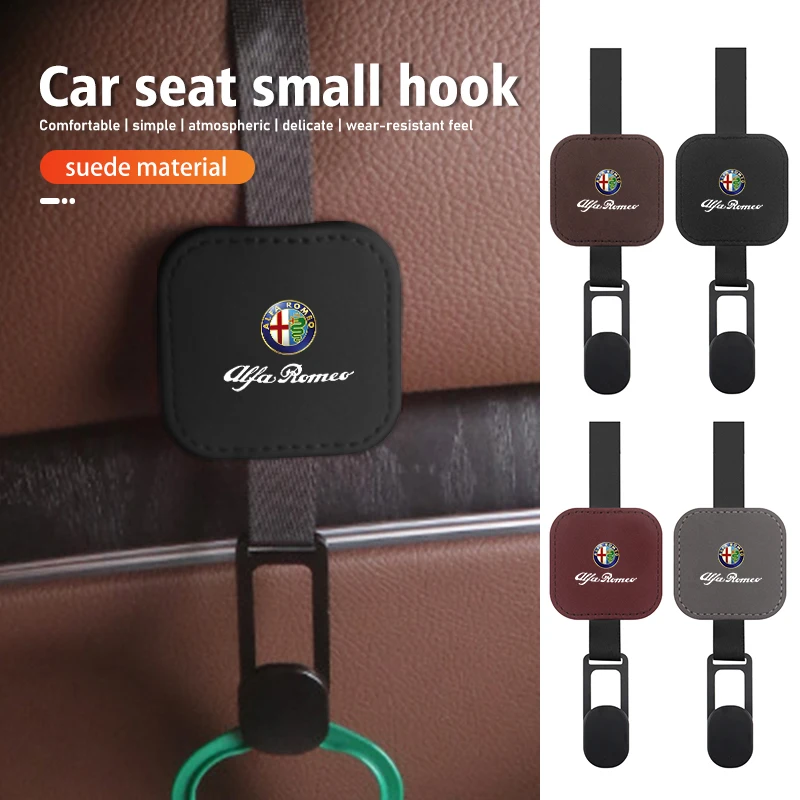 Seggiolino Auto Multifunzionale In Pelle Scamosciata Piccolo Gancio Portaoggetti Per Alfa Romeo Gt Stelvio F1 Brera Volante Tonale Gloria Disco