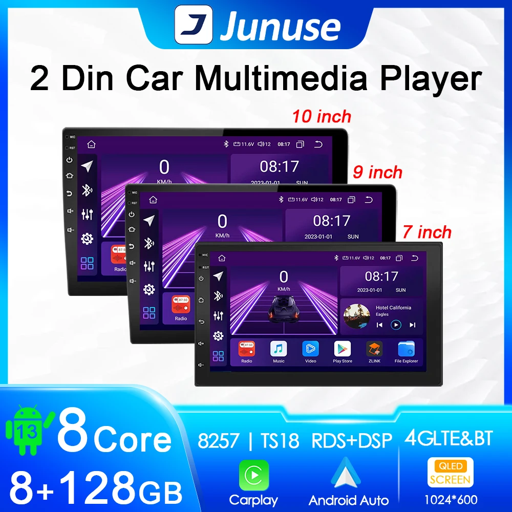 Junuse2DinCarRadioAndroidautoCarplayAndroid134GGPSCarAudio