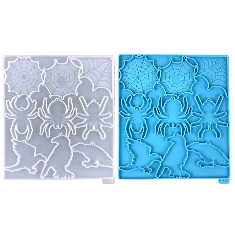 

Y4QE Halloween Spiders Keychains Mold DIY Epoxy Craft Necklace Keychain Jewelry Mold