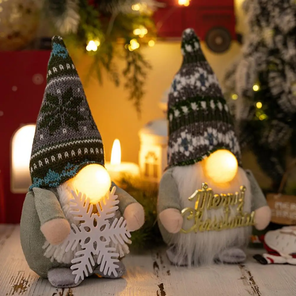 

Joyful Holiday Gnome Decoration Cute Home Decor Glowing Christmas Faceless Gnome Doll Cute Dwarf Rudolph Ornament for Festive
