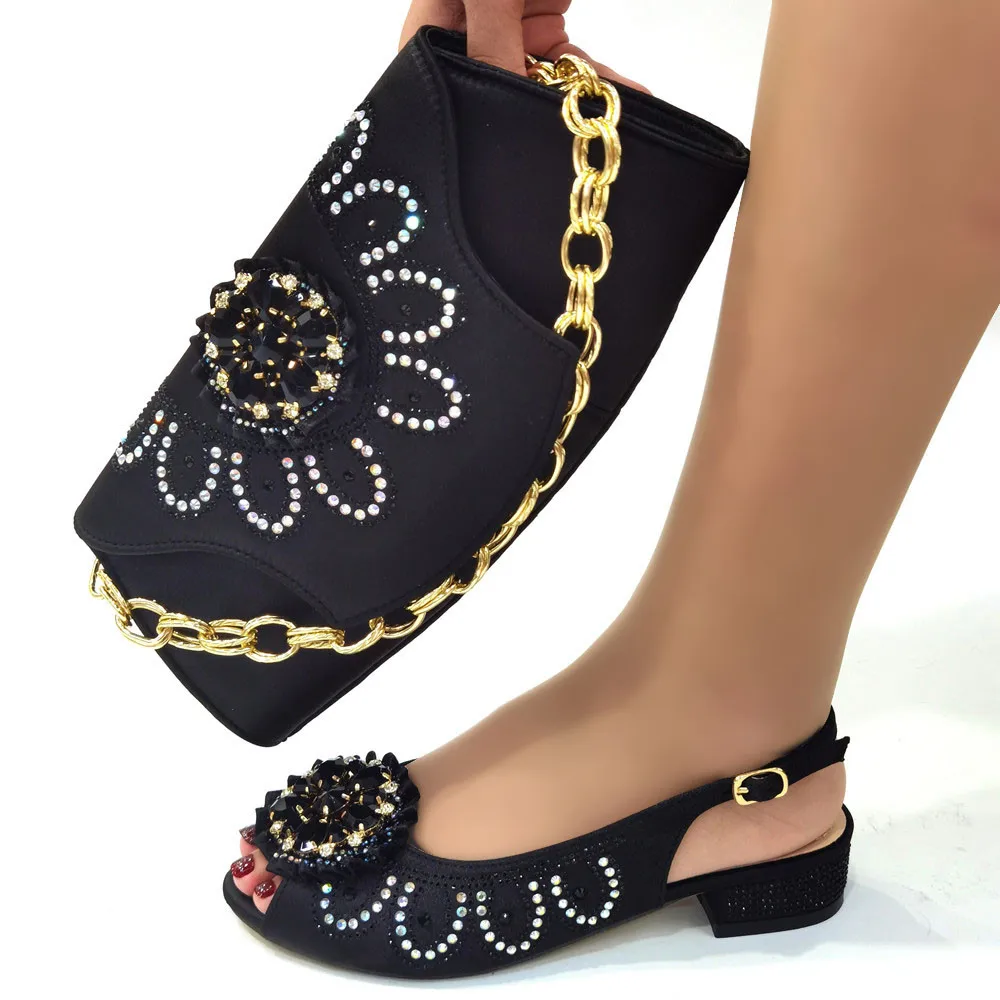 

Sandals New Design Italian Elegant Shoes And Bag To Match Set African Comfortable Heels Party Shoes And Bag Set For Wedding
