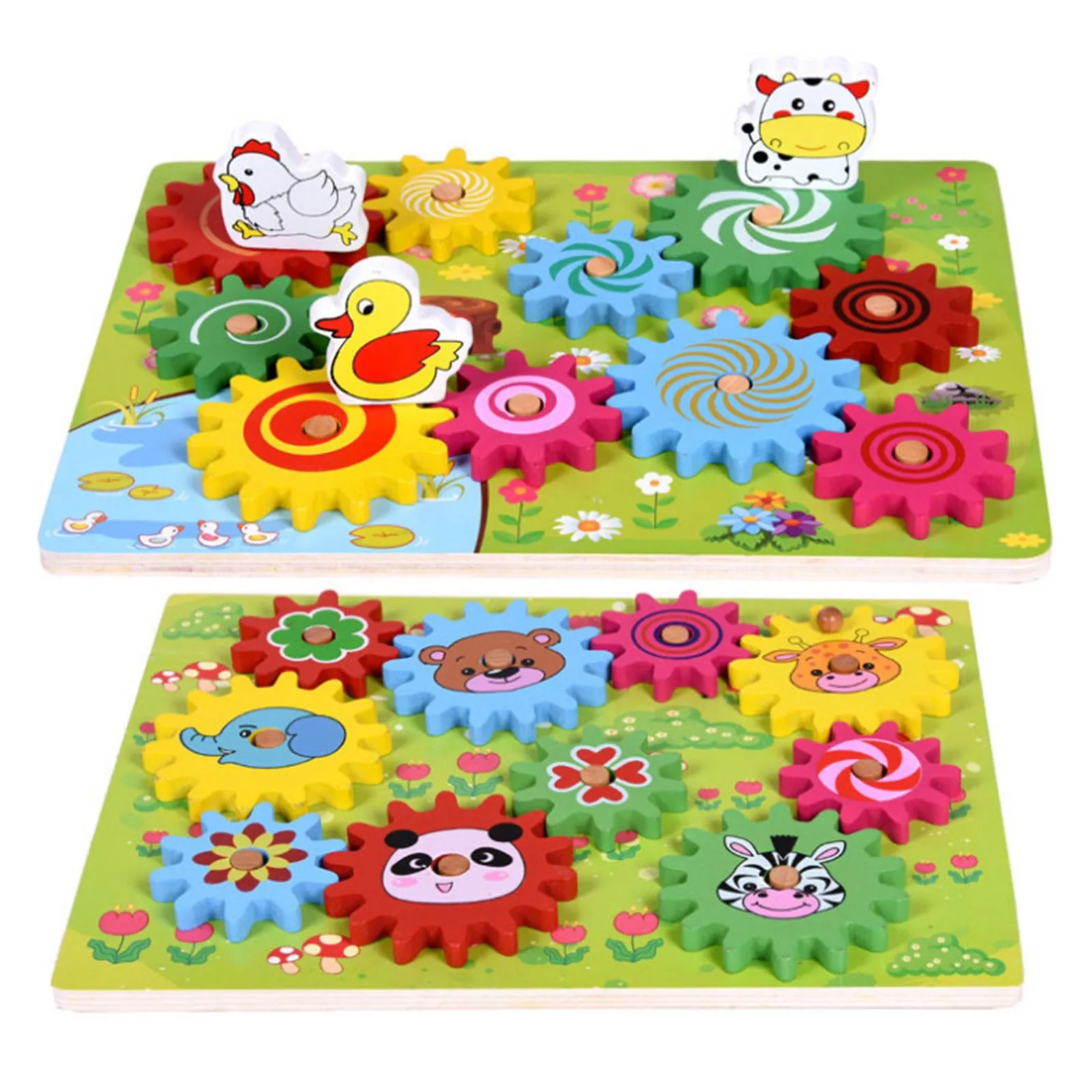 Wooden Animal 3D Gears Building Block Set Toys Kids Gift Educational Toys 