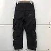 High Street Hip Hop Fashion Black Almond Pocket Casual Pants Drawstring Loose Men Best Quality Straight Leg Pants 2