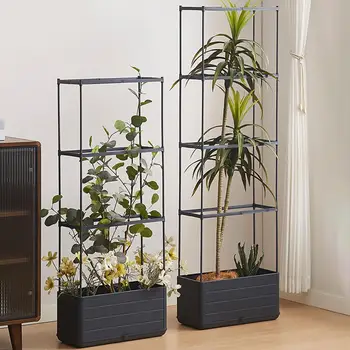 Planter Box with Trellis Plant Pot Vertical Gardening Self Watering 1