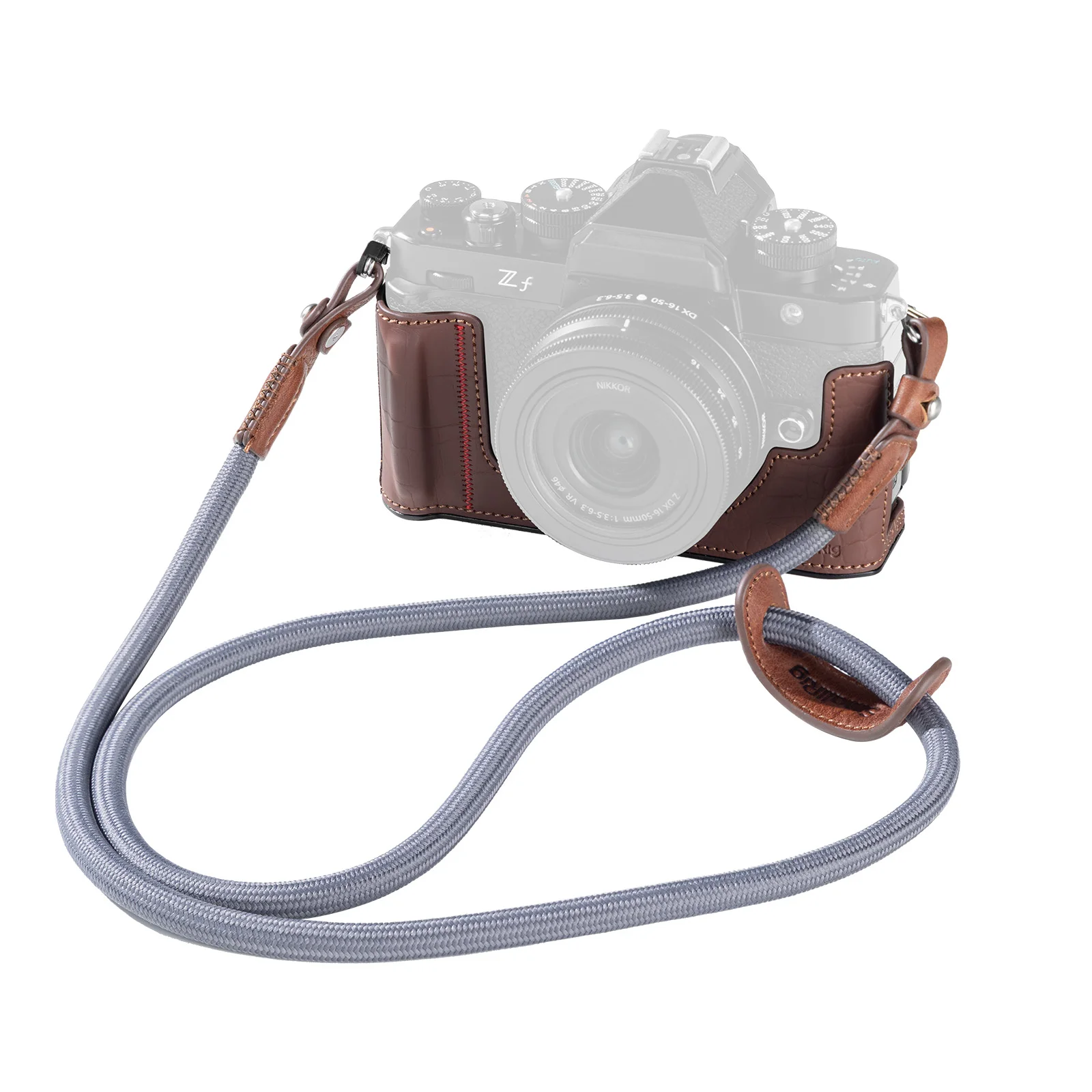 Z f Leather Case Kit for Nikon Z f with Shoulder Strap, Built-in Front Handle An