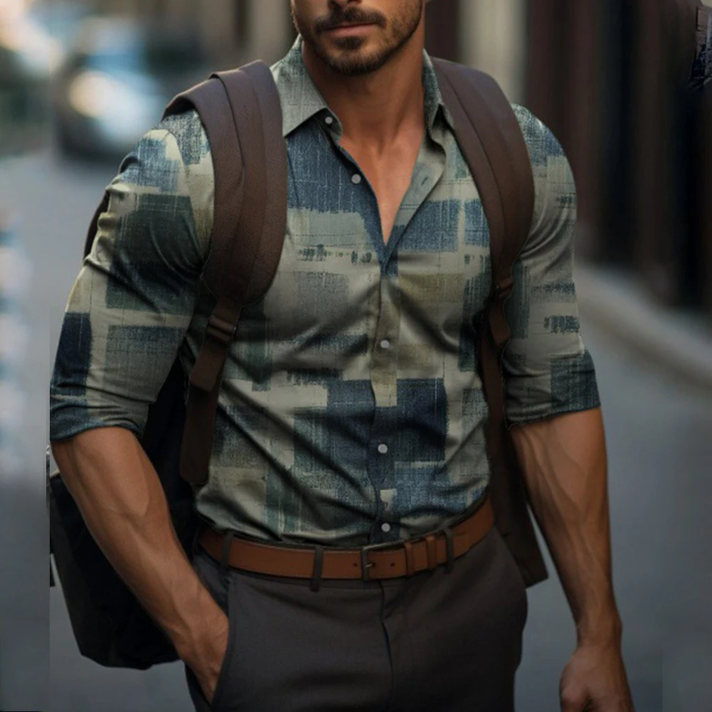 

Рубашка мужская с воротником-ремешком, деловая повседневная с длинными рукавами, на пуговицах, офисная одежда, широкое применение