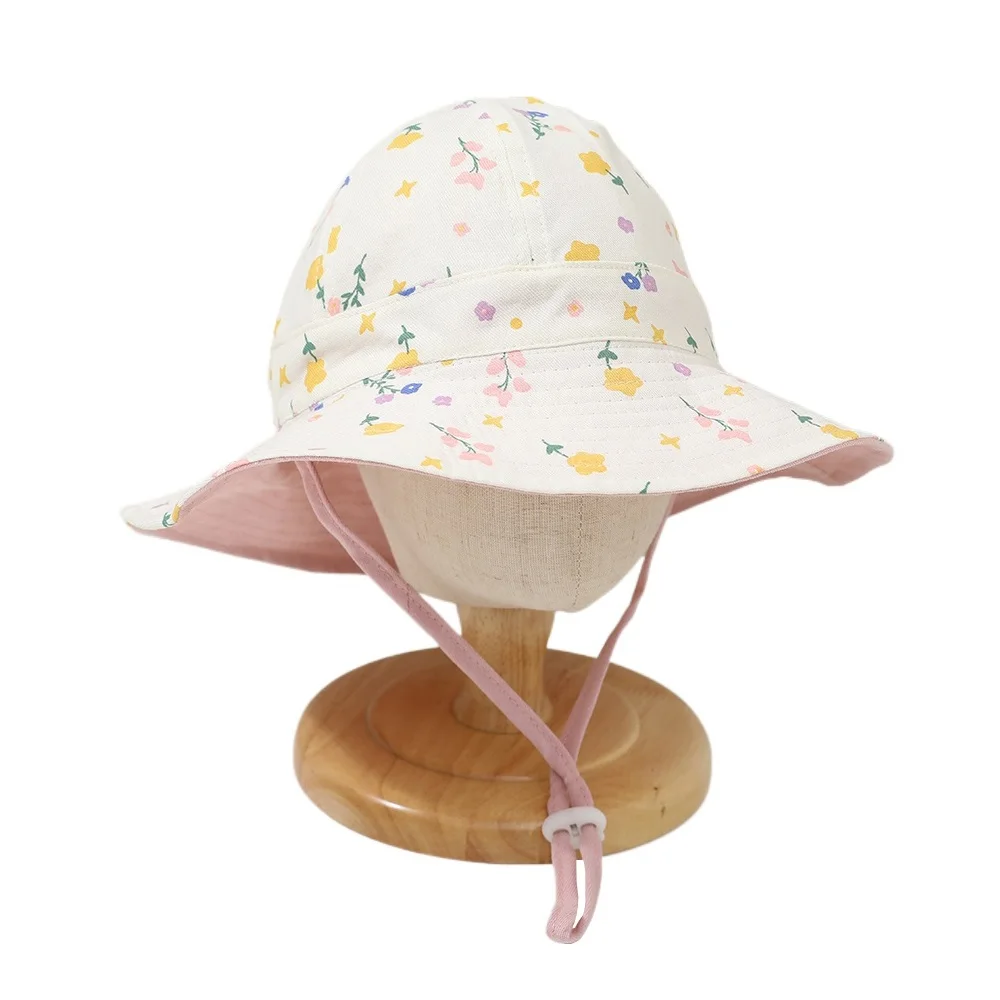 Flower Double Sided Children Bucket Hats Summer Baby Hat for Girls Toddler Fisherman Cap Outdoor Kids Beach UV Protection Hat