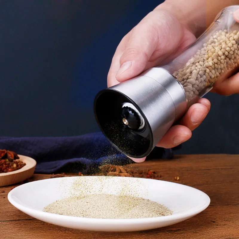 Salt And Pepper Grinder Refillable Stainless Steel Shakers Adjustable Coarse Mills
