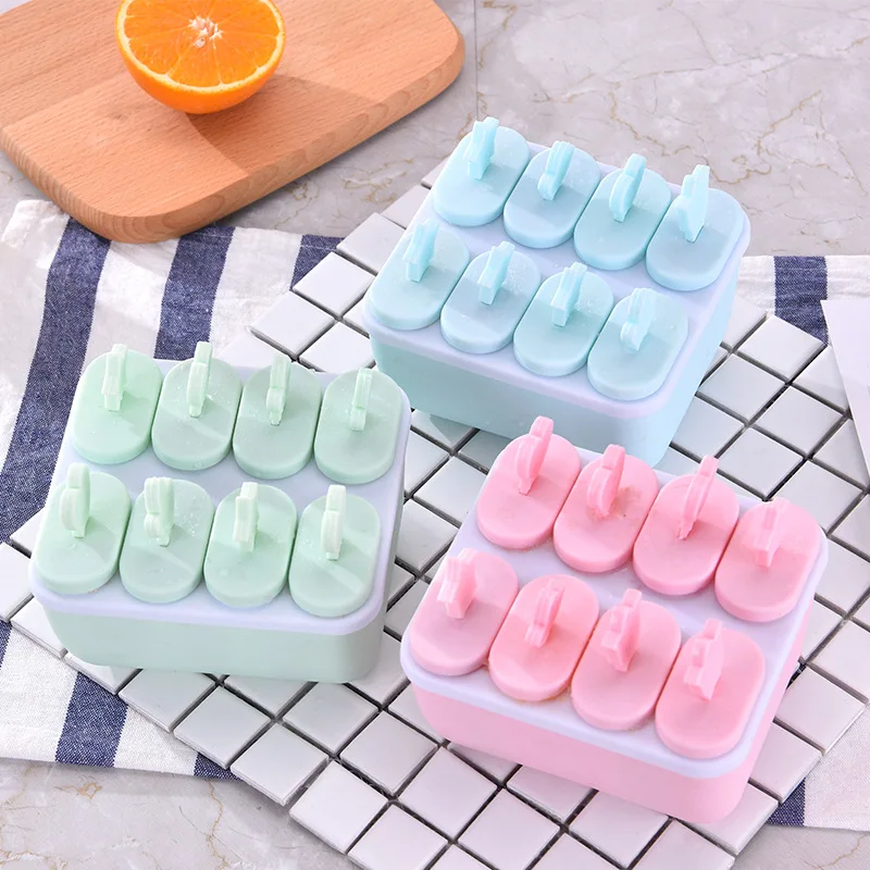 

2022 Summer 8 in 1 Popsicle Mold Ice Cream Mould Kitchen Gadgets Utensils Candy Bar Accessories Maker Baby with Lid Frozen"