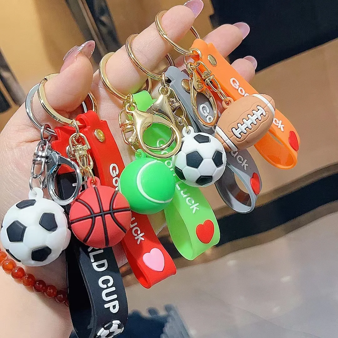 

20Pcs Funny Sports Football Keychain Soccer Basketball Tennis Rugby Pendant Keyring Handbag Hanging Key Holder Accessories