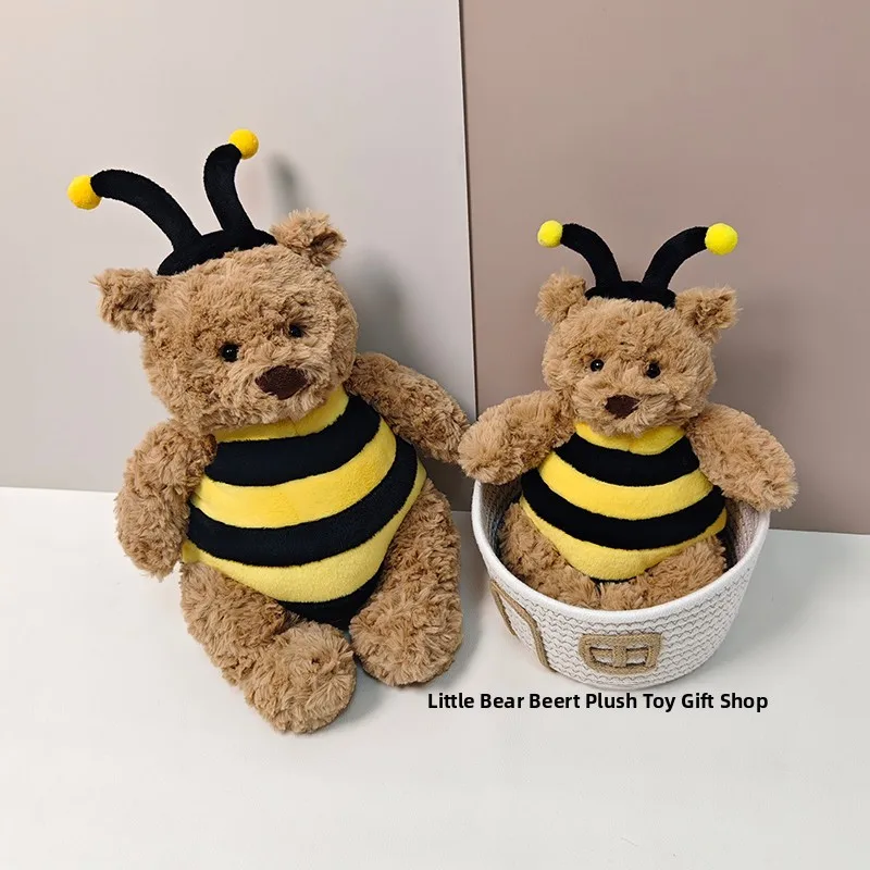 Adorable Bee Bear Plu Toy Barcelona Bear Doll Baan Figure Soothing Doll Birthday Gift for Girls Soft PP Cotton Stuffed Toy