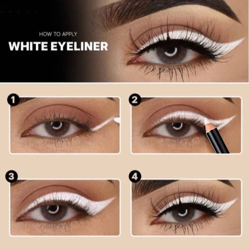 Brightening White Eyeliner High Gloss Waterproof Lying Silkworm Cosmetic  Pencil Longlasting Color Rendering White Eyeliner Pen - AliExpress