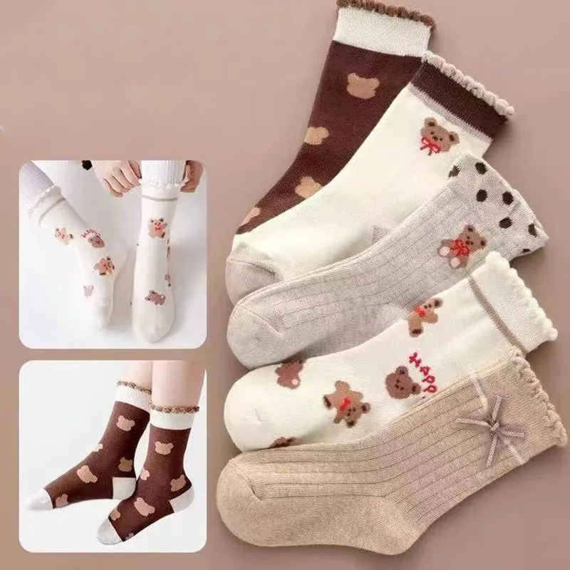 5 Pairs Cotton Kids Socks Warm Winter Socks For Baby Girls Cute Cartoon Newborn Toddler Casual Sport Boys 0-12 Yrs