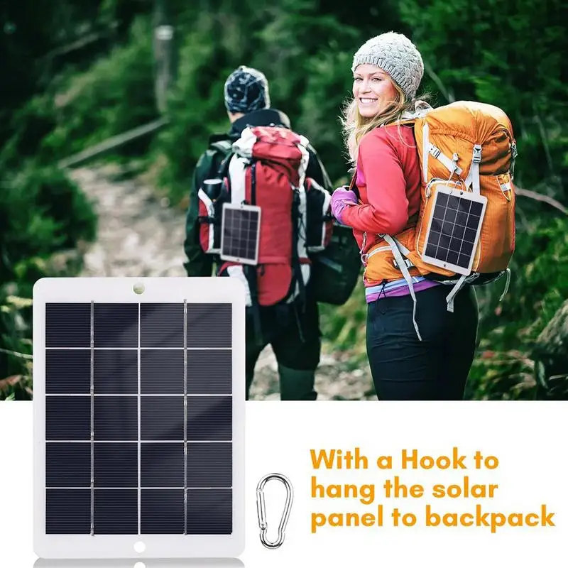 Portable Solar Charger For Phone Efficiency Solar Panels Waterproof 5W 5V Fast Charger For Camping For Charging Fans LED Light