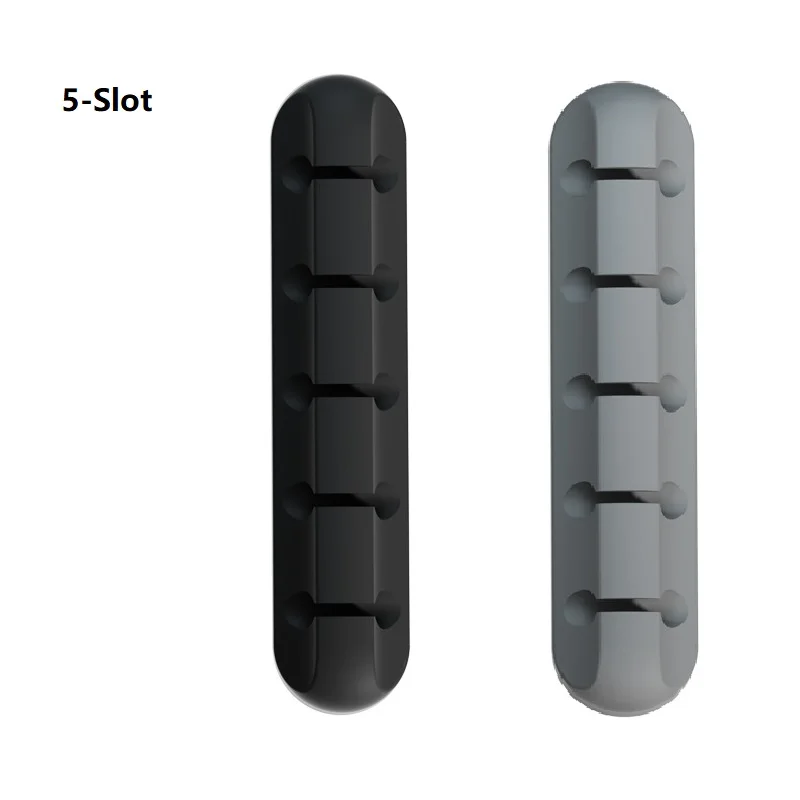 Silicone Self-Adhesive Cable Organizer Clips - 5-Pack