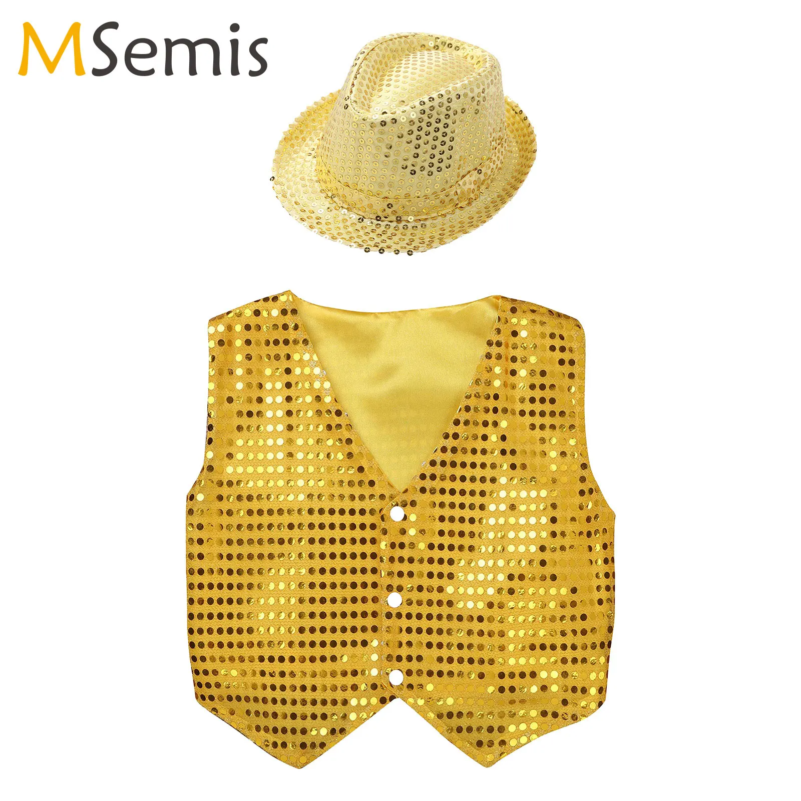 

Bright Jazz Hip Hop Dance Vest Waistcoats Modern Street Dance Costume for Kid Party Performance Salsa Samba Rumba Dance Costumes