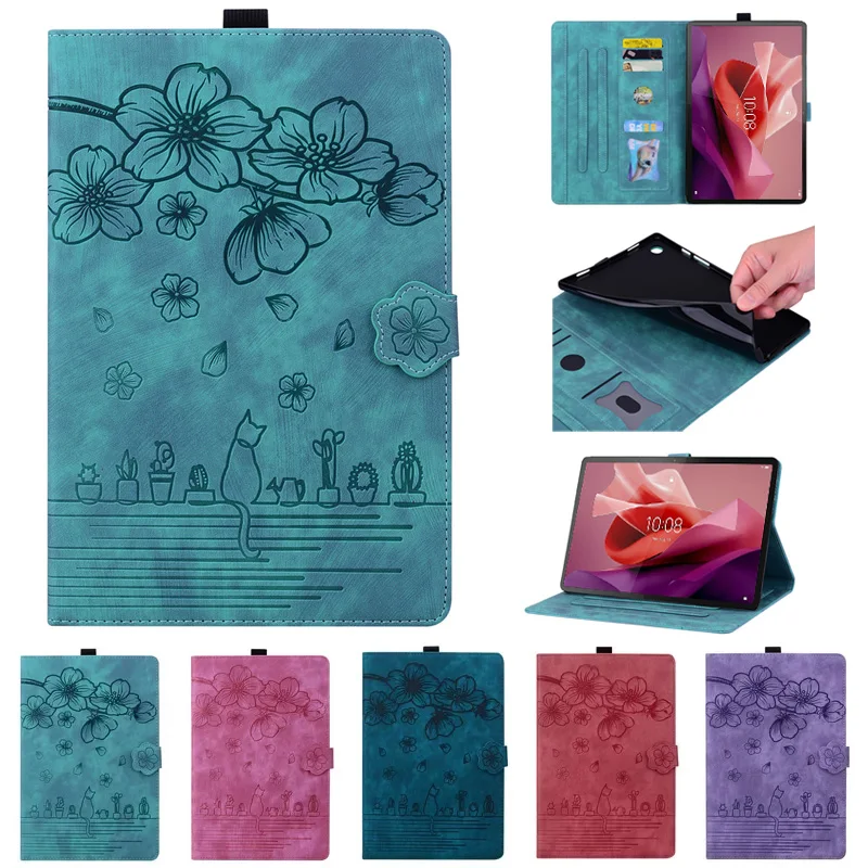Cute Cat Flower Wallet Tablet Cover
