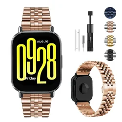 Luxury 22mm Stainless Steel Metal Strap Bracelet for Redmi Watch 5 Active (Rose gold)