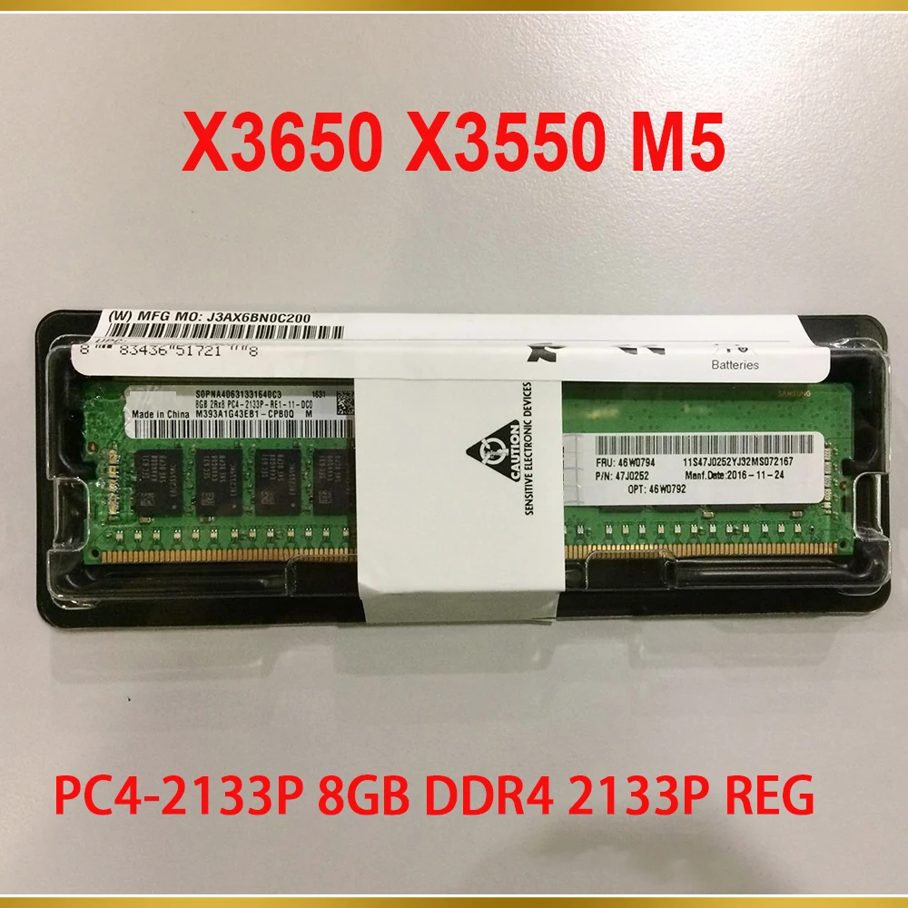 1PCS Server Memory For IBM RAM X3650 X3550 M5 46W0794 46W0792 47J0252 PC4-2133P 8GB DDR4 2133P REG 3 1PCS Server Memory For IBM RAM X3650 X3550 M5 46W0794 46W0792 47J0252 PC4-2133P 8GB DDR4 2133P REG
