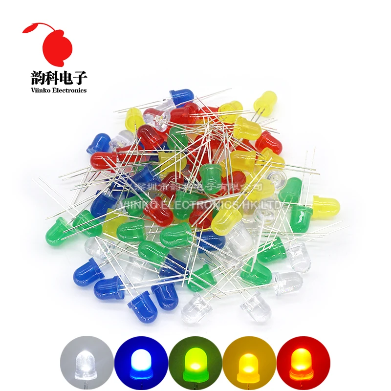 50pcs8mmLEDDiodeF8AssortedKitWhiteRedGreenBlueYellowDIY