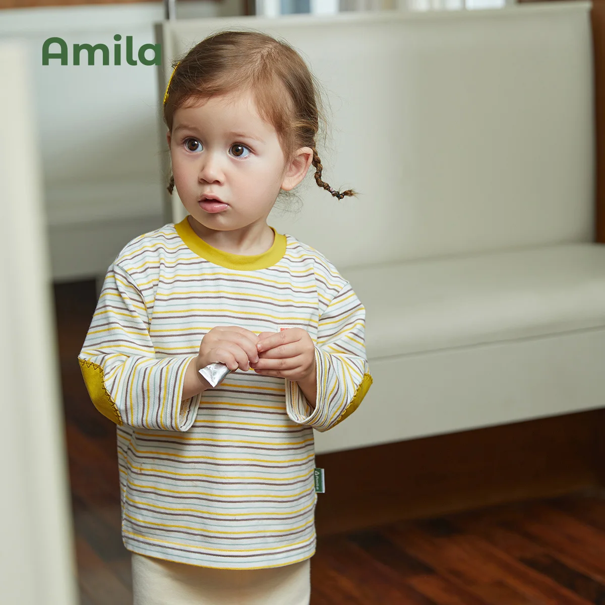 Children's T-Shirt Round Neck Striped Baby Top Boys And Girls Clothes baby t shirts kids t shirts
