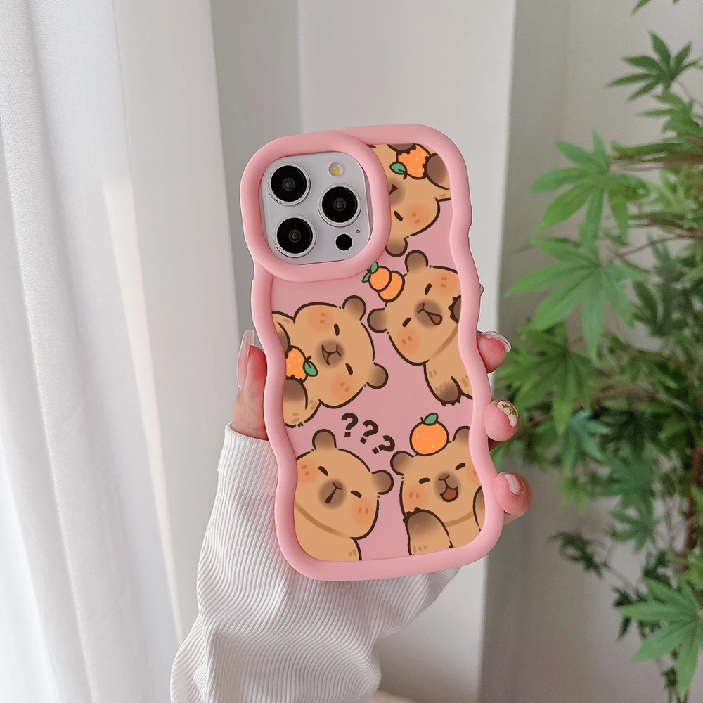 thumbnail image 1 of Bonita funda de teléfono Capybara para IPhone 15 14 13 12 11 Pro Max XR XS X 7 8 Plus SE20 Color caramelo funda trasera suave de TPU, 1 of 5