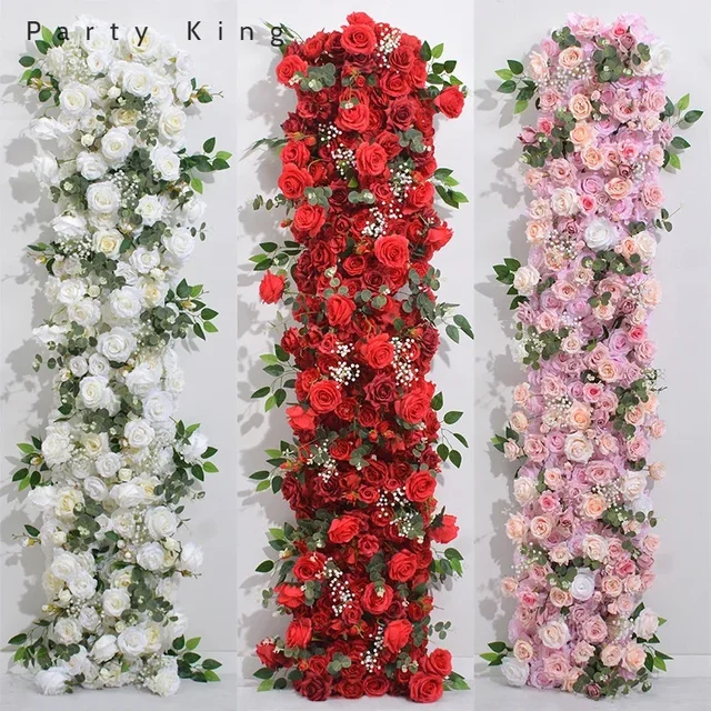 Artificial Flowers Runners for Outdoor Wedding Dinning Table Centerpieces Fake Flower Rows Home Decor - Road Lead Party Decor