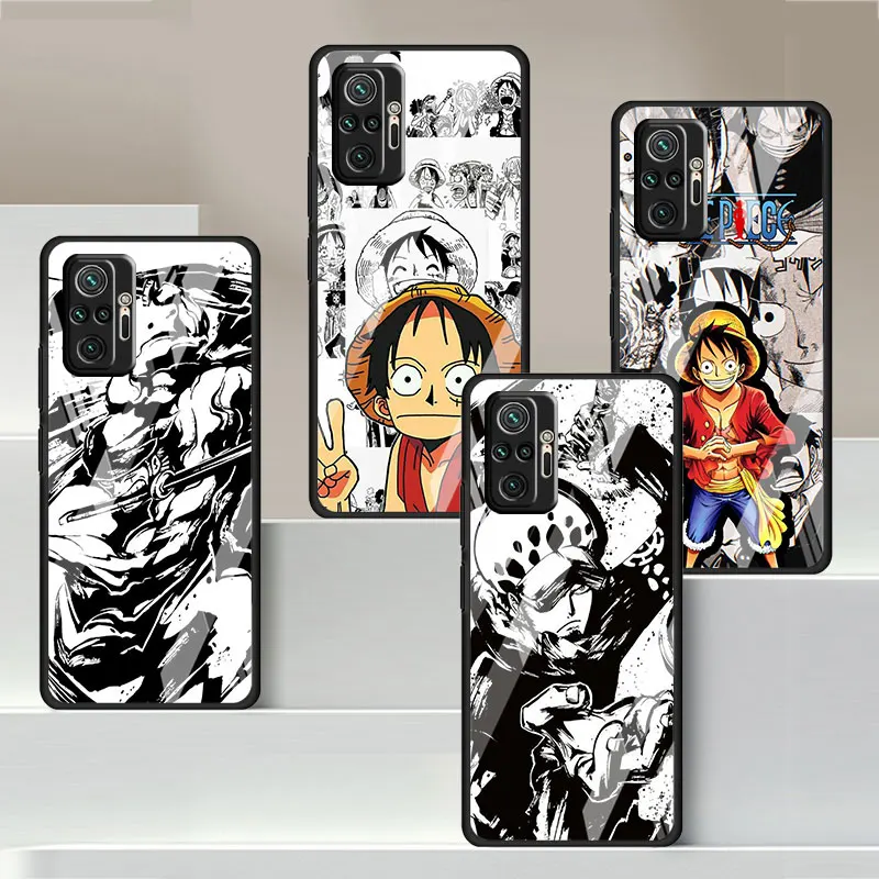 

Comics One Piece Luffy Tempered Glass Case For Xiaomi Poco X3 Pro Redmi Note 10 11 11S 10S 11T 10T 9T X5 X4 Funda Phone Cover