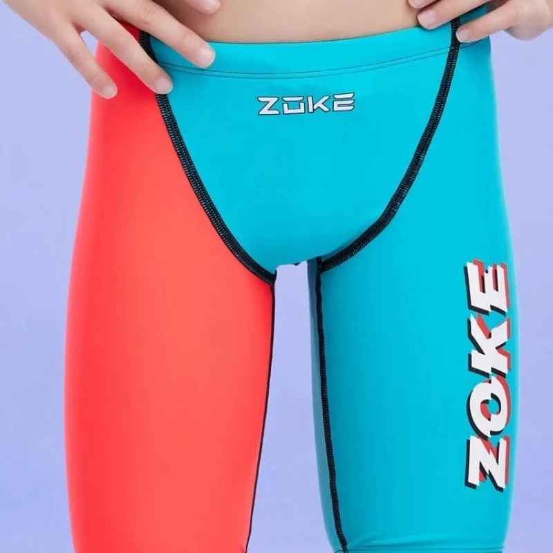 ZOKE 신상품 소년용 5부 수영복 전문 훈련용 레이싱 수영복 빠른 건조 청소년 및 어린이용