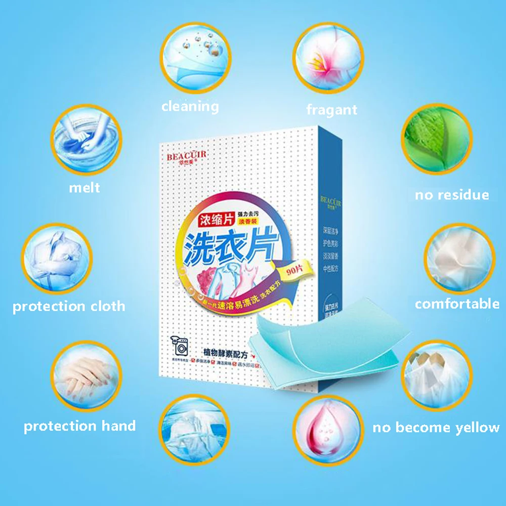 Natural Laundry Tablets Plant Formula Does Not Hurt Hands Environmentally Friendly Household Cleaning Supplies 900PCS laundry tablets