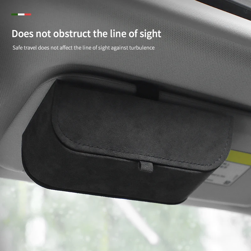 범용 자동차 선바이저 안경 프레임 선글라스 보관함, 알칸타라 스웨이드 다기능 보관 장식, 자동차 부품