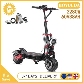 BOYUEDA S5 Scooter Elettrico 6000W Doppio Motore 60V38Ah NFC Attivazione Scooter Elettrico 11 "Pneumatico Fuoristrada Connettività Bluetooth