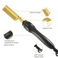 Hair Straightener Flat Irons Wet Dry Use Hot Comb Heating Hair Straight Styler Curling Iron Comb Fast Heating Press Comb 2