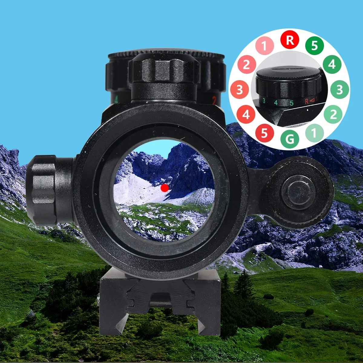 1x40 Red Dot Laser Sight Tactical Scope Outdoor Hunting Rifle Scope Green Red Dot Collimator Airsoft Sight 11mm/20mm Rail Mount