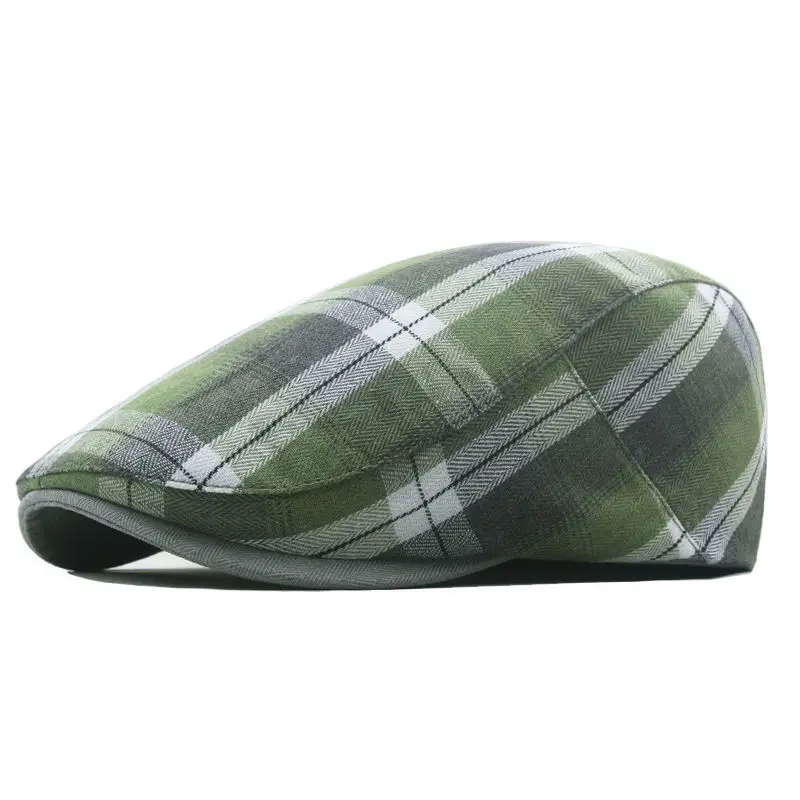 Four Seasons Cotton Striped Print Newsboy Caps Flat Peaked Cap Men and Women Painter Beret Hats 117