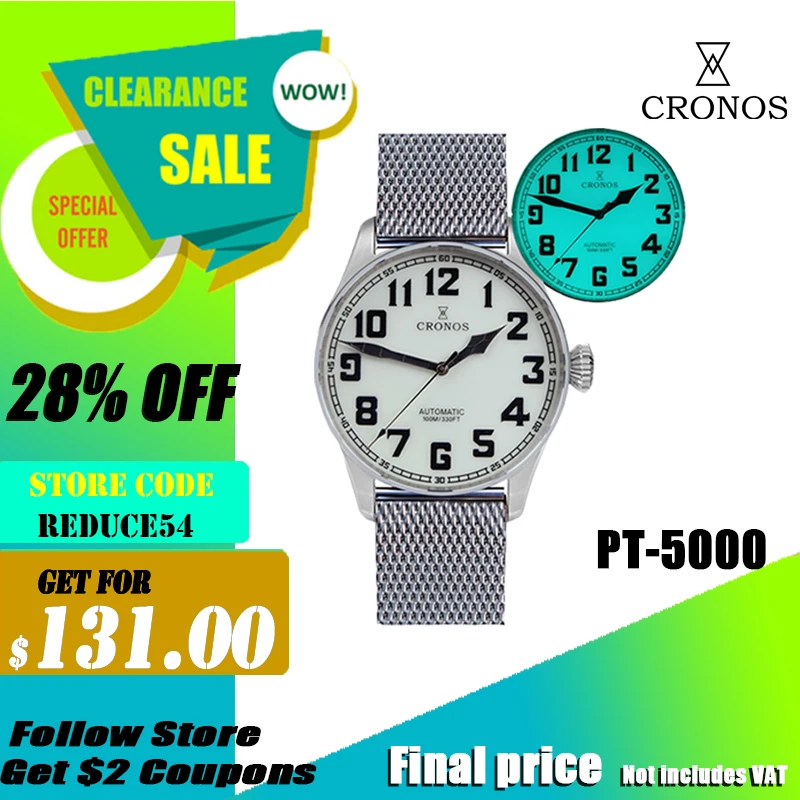 Cronos Pilot Flieger Orologio Meccanico Per Uomo Acciaio Inossidabile Luce Blu Luminoso Zaffiro Cristallo Scheletro Cinturino In Pelle Posteriore
