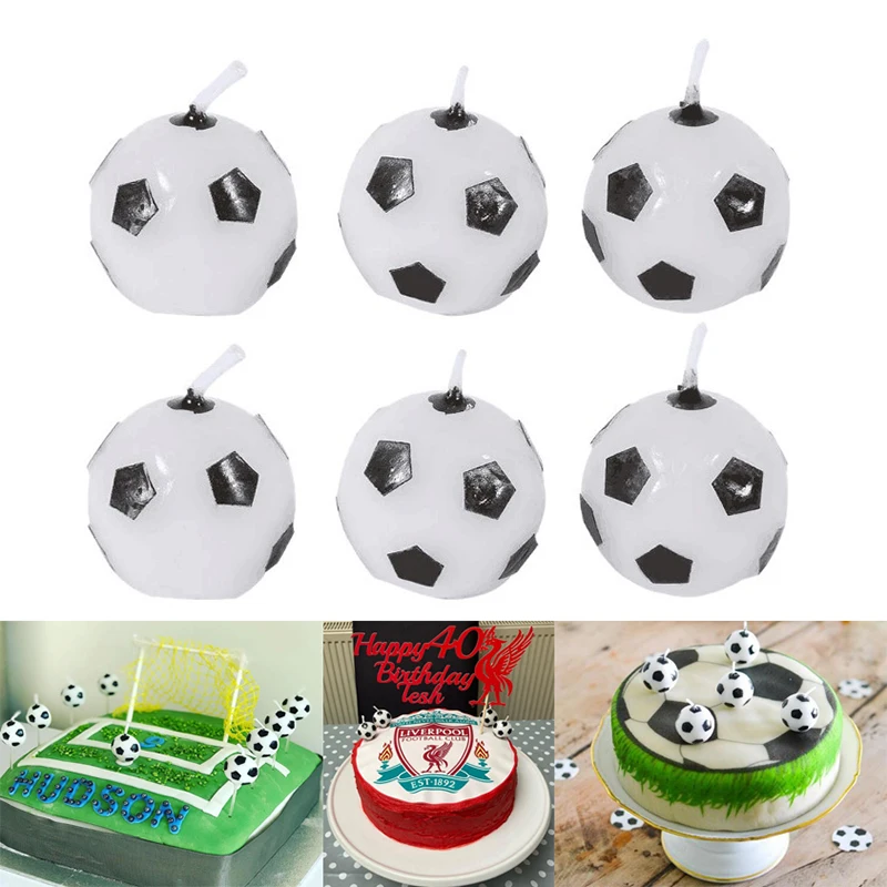 6pcs/set Football Shaped Cake Candles For Celebrate Party Birthday