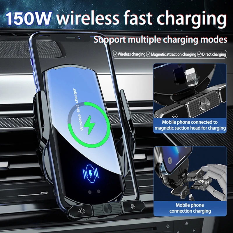 Magnetic Wireless Car Charger with Automatic Fast Charging & Infrared Induction