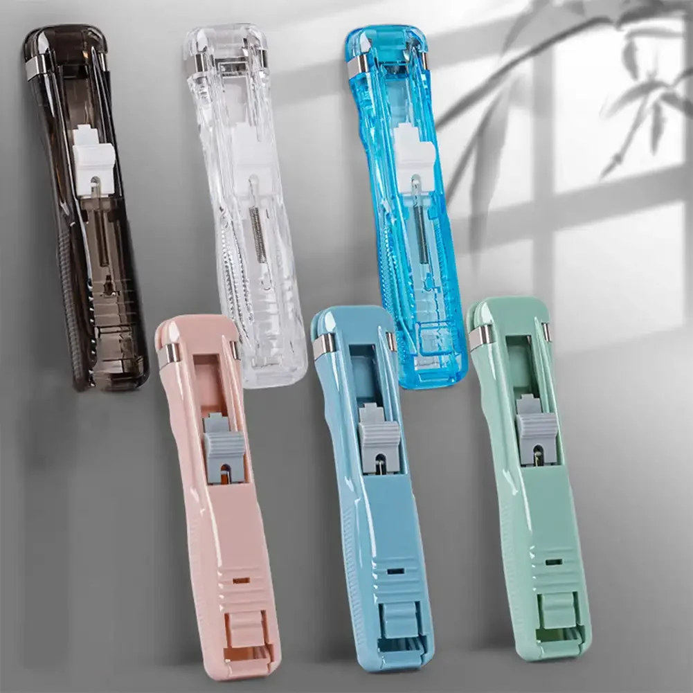 Mini Traceless Stapler Reusable Hand Clamp Push Stapler Paper Book File Office School Student Binder Binding Tools Supplies