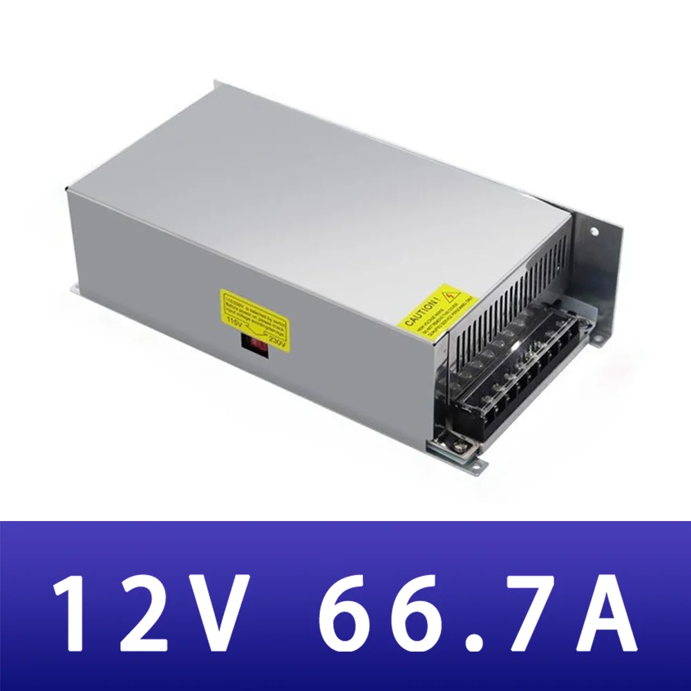 

DC 12V 66.7A Switching Power Supply 800.4W 66700mA 110V-220V DC Transformer Power for LED Strip Switch Driver