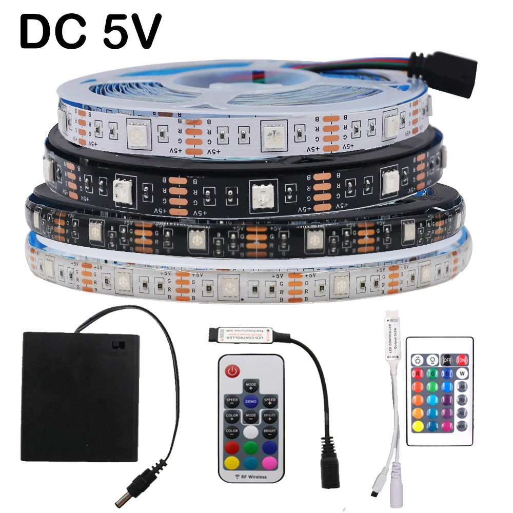 5V LED Strip RGB 5050 4AA Battery Operated Waterproof  Flexible LED Tape Ribbon Light PC TV Backlights with 17Keys 24Keys Remote clip on fan 10000mah rechargeable battery fan with led lantern sturdy flexible tripod clip on for golf cart workout desk fan