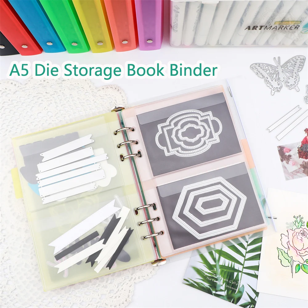 Multipurpose A5 Die Storage Book Binder Die and Stamp Storage Folder Album Divided Page Protectors Pockets To Keep Organized