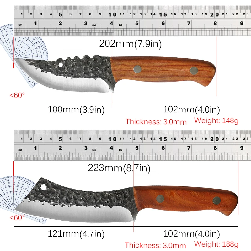 Kitchen Knife Meat Cleaver Forged Kitchen Chef Knives High Carbon Steel Meat Boning Cleaver Knife Professional Butcher Utility Fish Fruit Knife with Cover