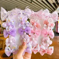 10Pcs/Set Cute Bows Baby Hairclips Lace Flower Children Girls Hairpins Hairdresses Baby BB Clip Gifts 1