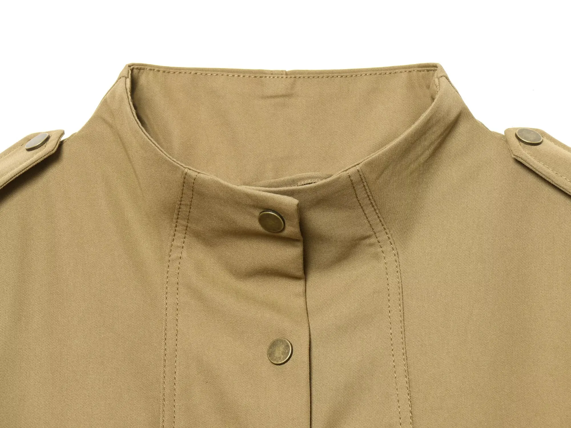 KONDALA Chic 2026 Damen Frühling Büro-Blazer in Khaki, Einreihig, Schmal Geschnitten, mit Taschen, Eleganter Modischer Damenblazer – Detail 7