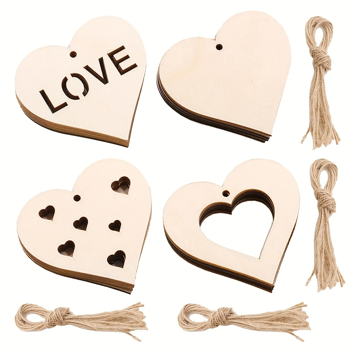 

40pcs Wooden Heart Pendant Crafts Creative Hand-painted Heart Shaped Wooden Piece Pendant Home Decoration Love Holiday