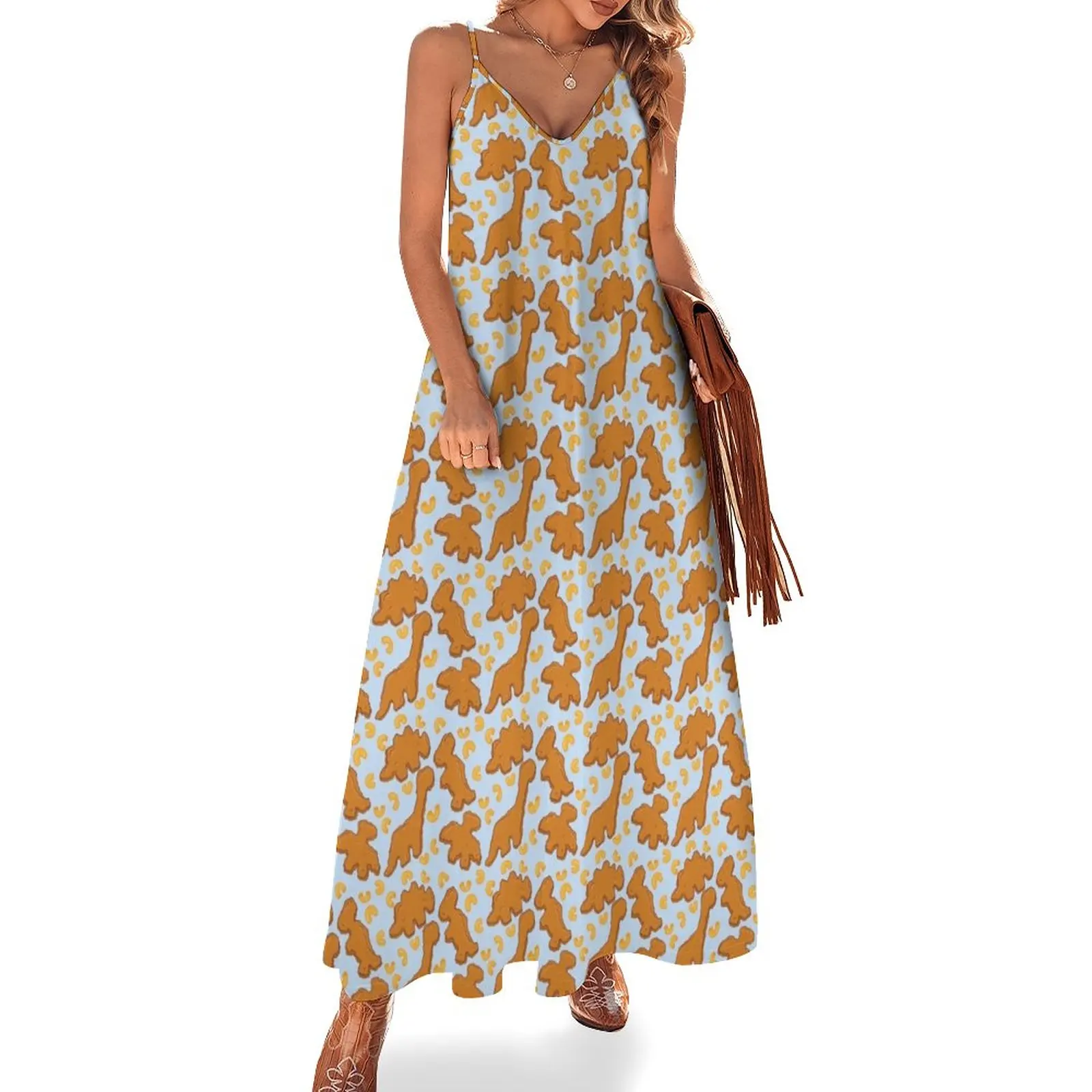 

Mac and Dino Nuggets Pattern Sleeveless Dress women's dresses luxury women clothes