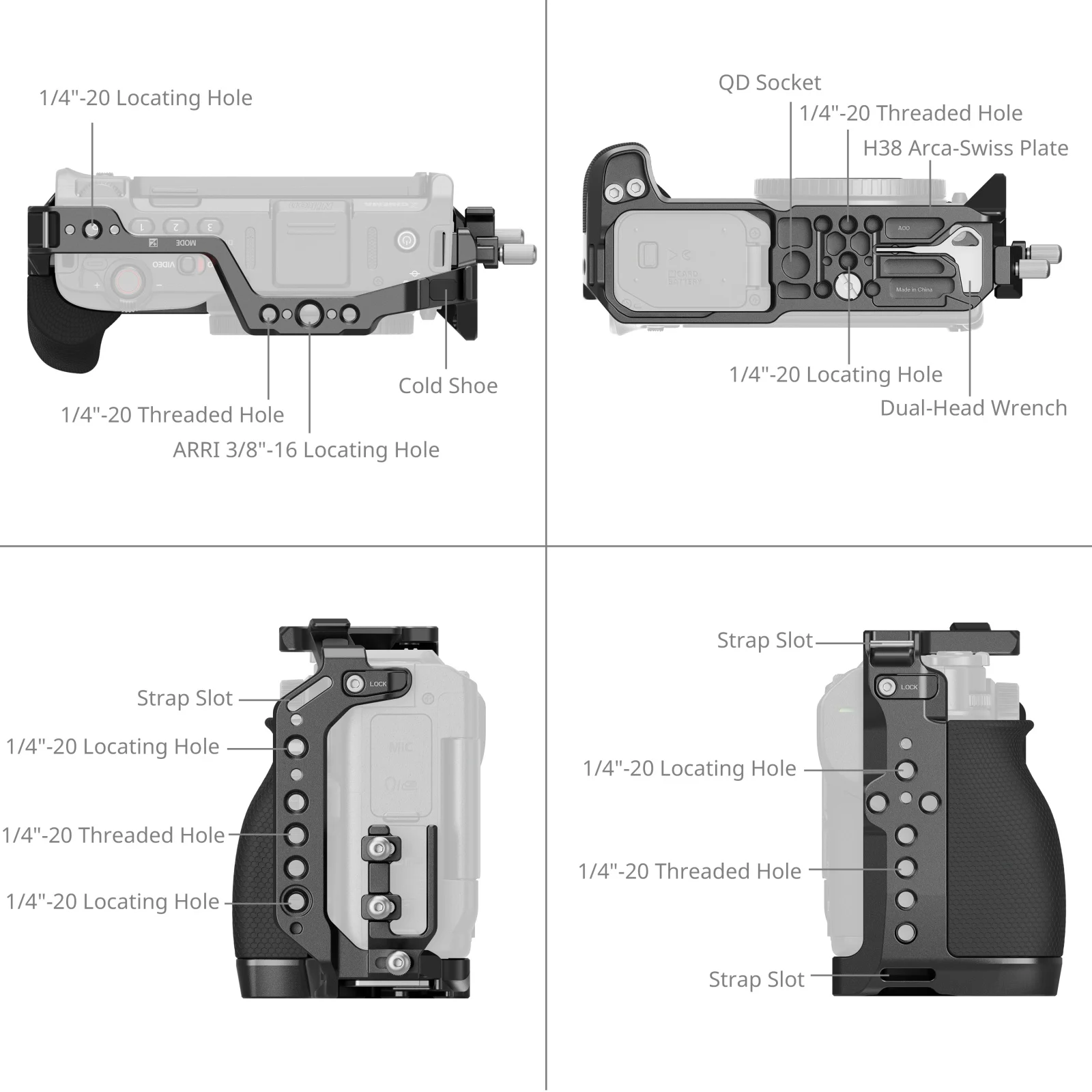 ZR Camera Cage for Nikon ZR, w Cable Clamp Silicone Handle Built-in Arca-Swiss Q
