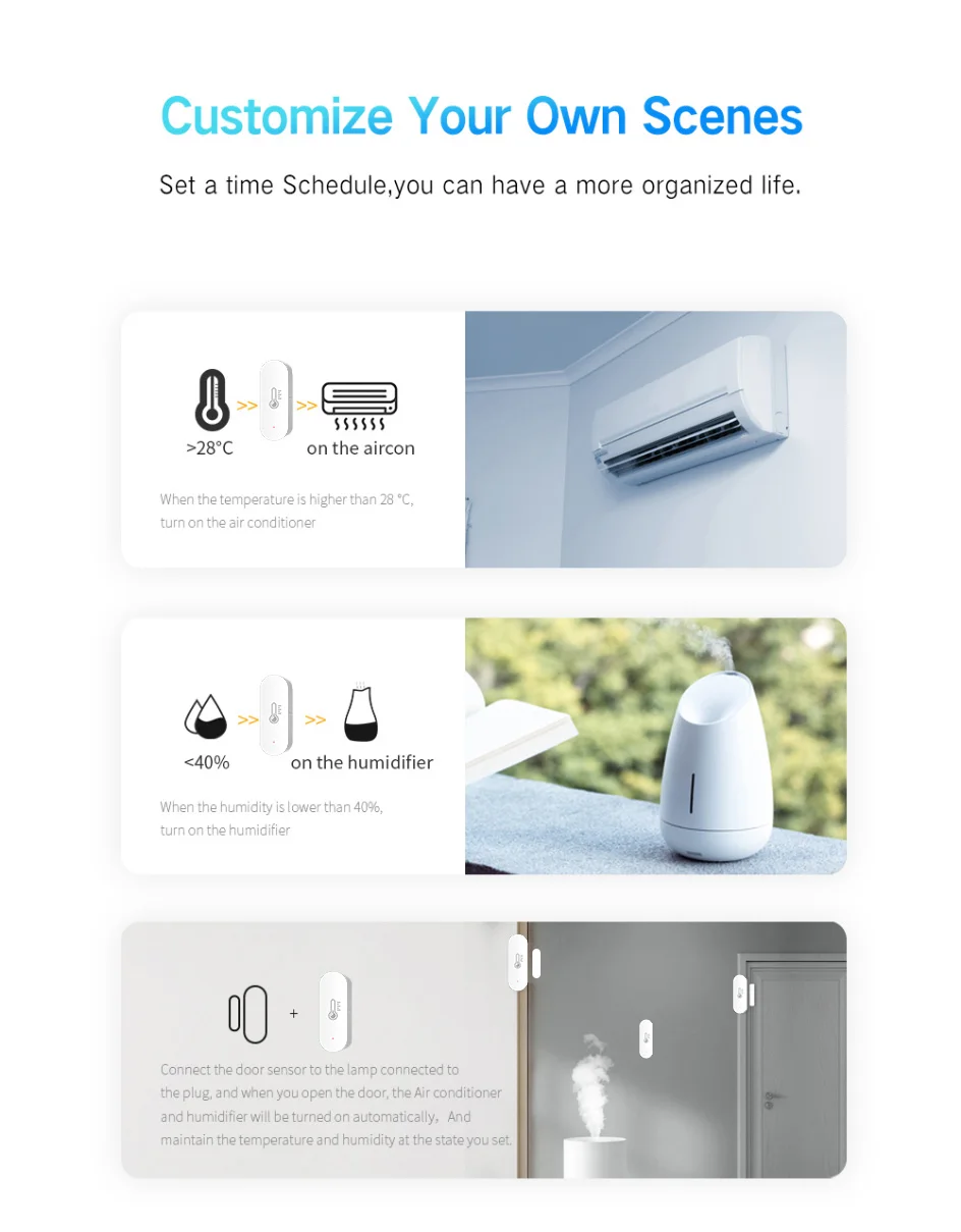 Tuya Zigbee Smart Temperature And Humidity Sensor APP Remote Monitor For Smart H